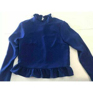 Code X Mode Womens Royal Blue Ruffle Blouse Top XS